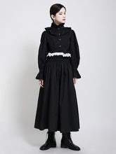 Women Stand Collar Solid Color Ruffle Shirt